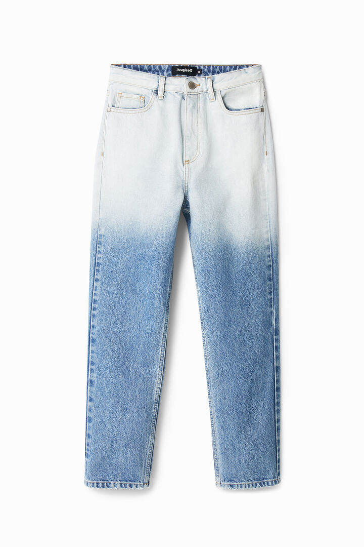 Jeans Straight Cropped Farbverlauf