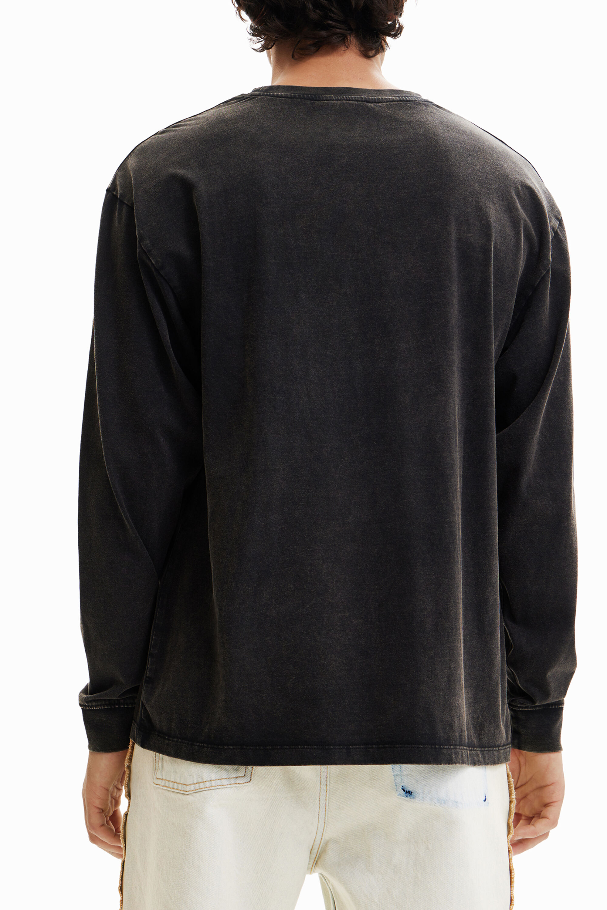 Shop Desigual Long-sleeve Oversize T-shirt In Black