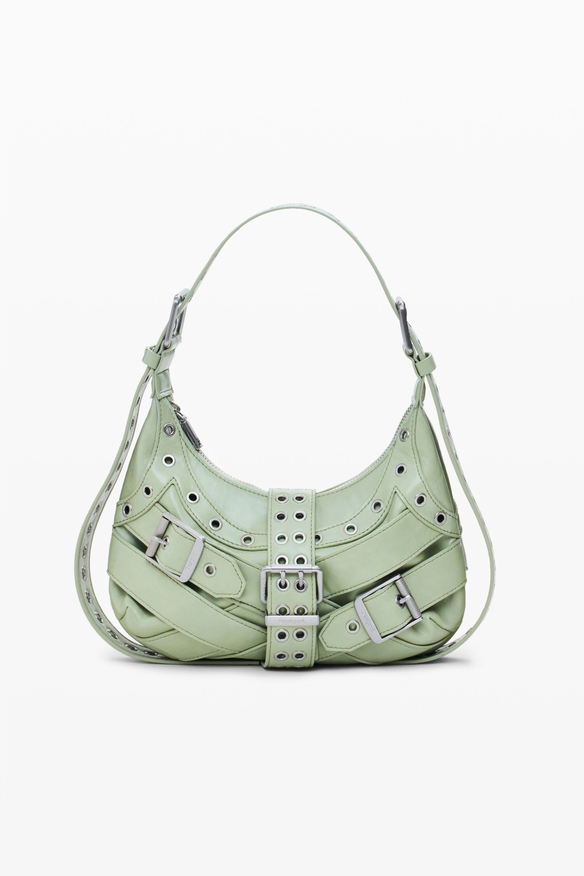 Bolso efecto piel hebillas mediano - MATERIAL FINISHES - U