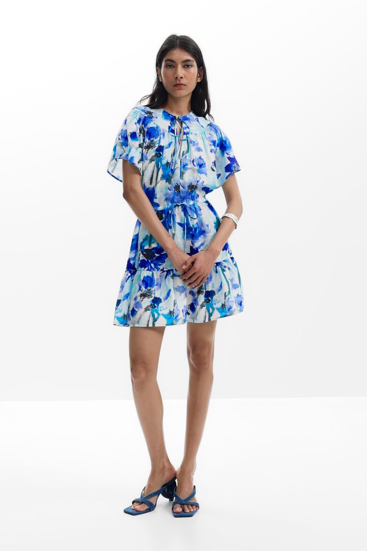 Short fluid dress with bow | Desigual
