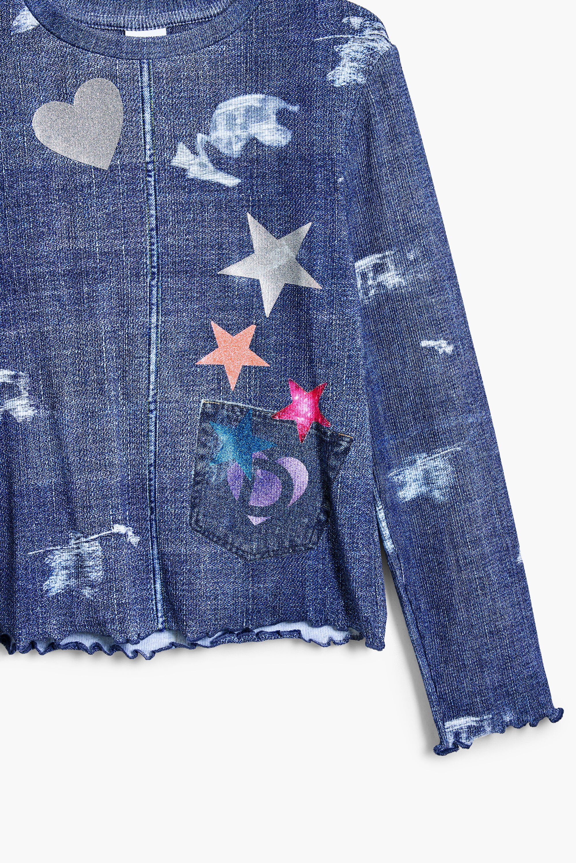 Denim T-shirt with stars girl's I Desigual.com