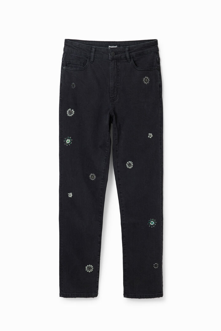 Straight appliquéd jeans