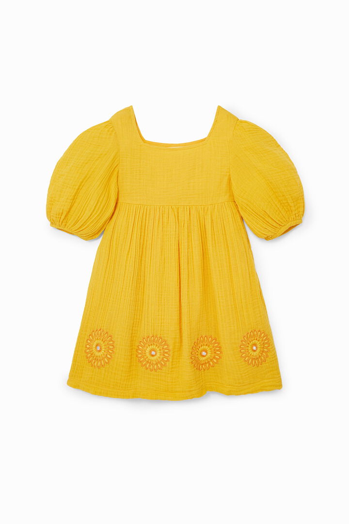 Three-quarter sleeve yellow dress | Desigual