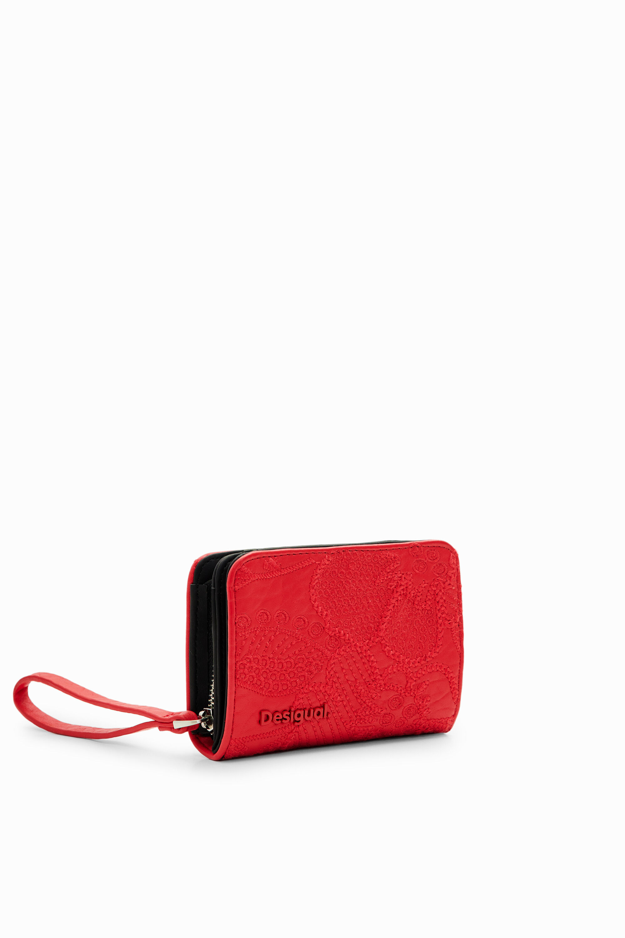 Desigual S Embroidered Floral Wallet In Red
