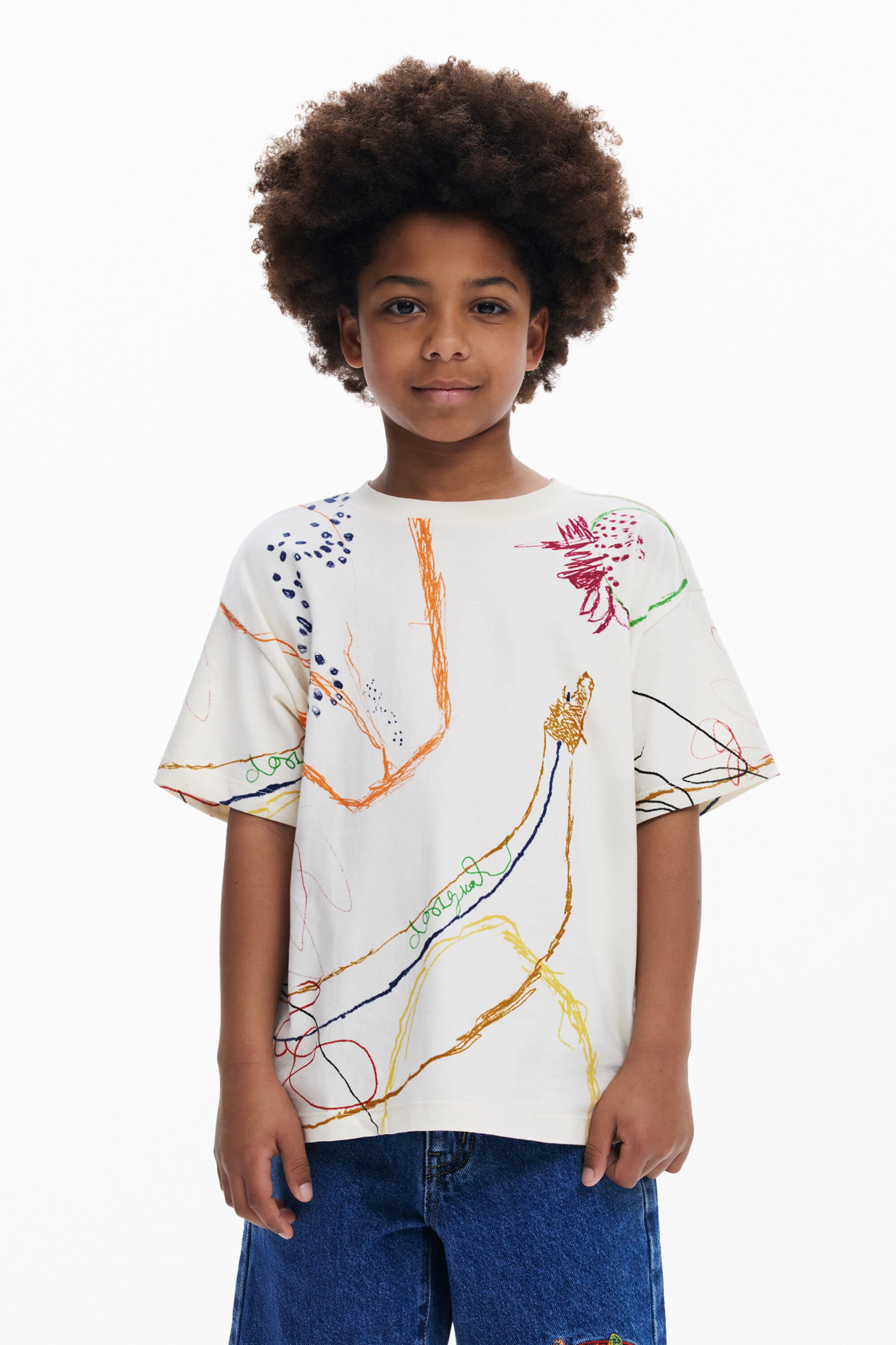 Kurzarm-T-Shirt mit Pinselstrichen