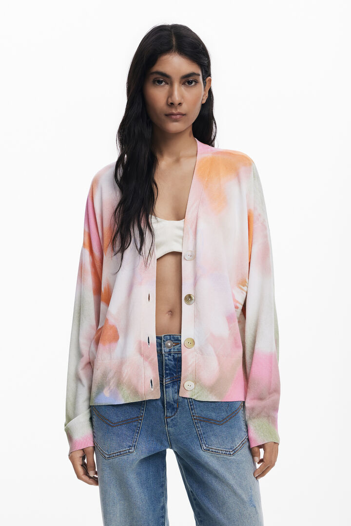 Cardigan floreale tie-dye