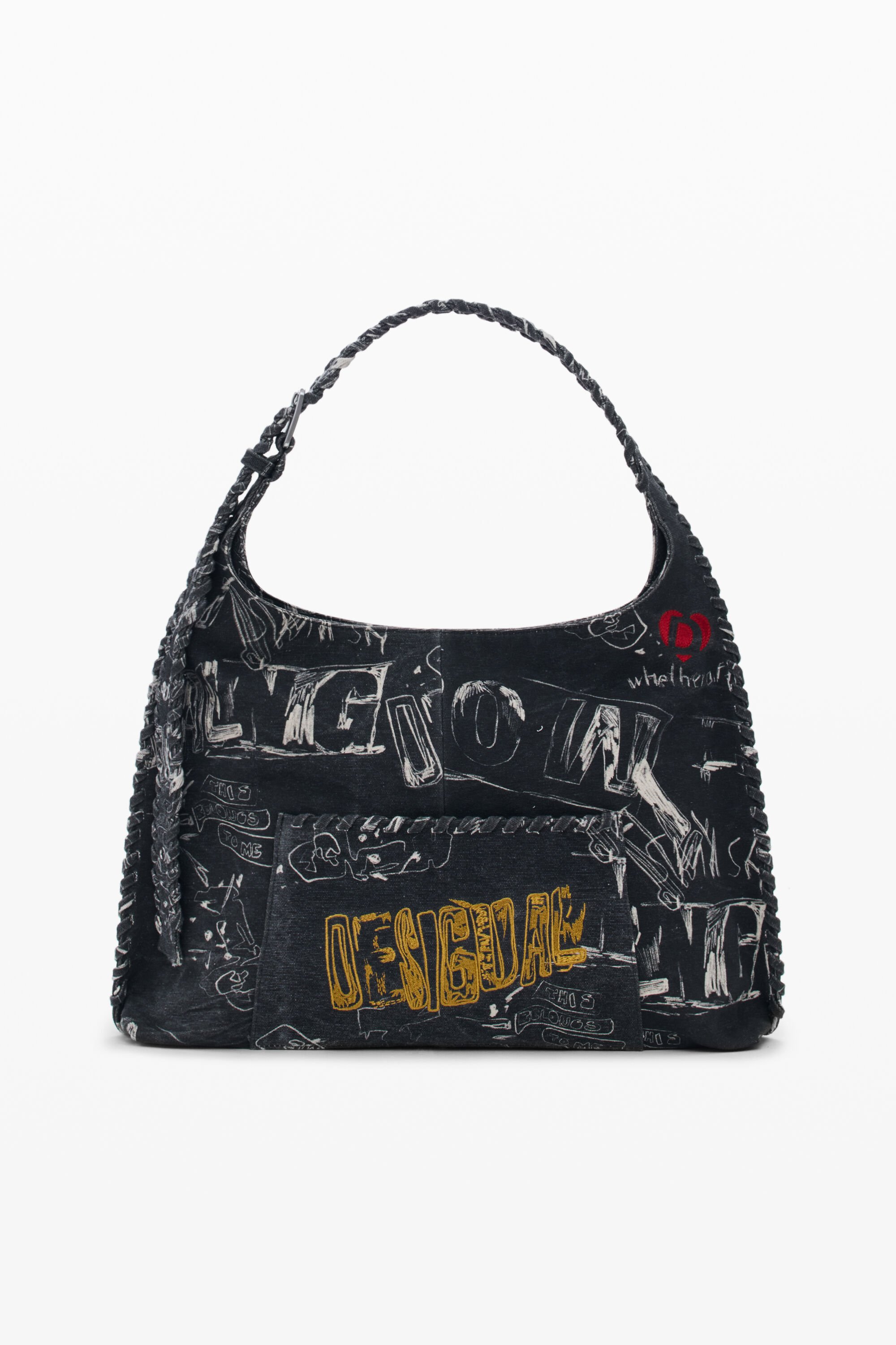 Desigual Middelgrote tas met lettering - BLACK