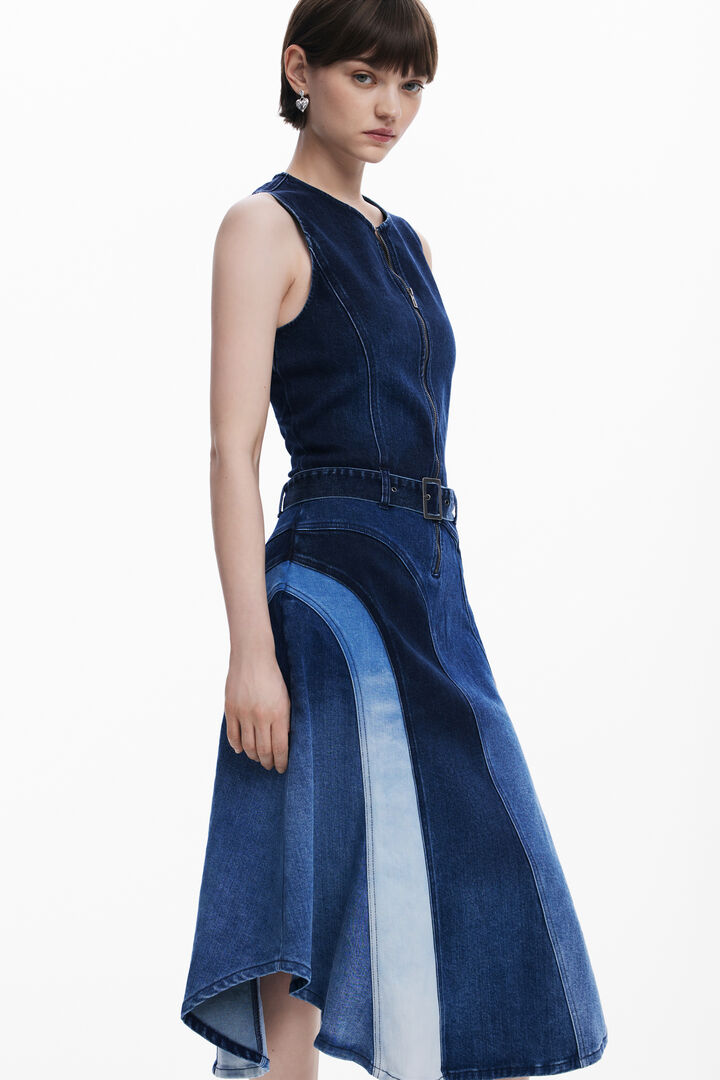 Denim midi dress with belt | Desigual