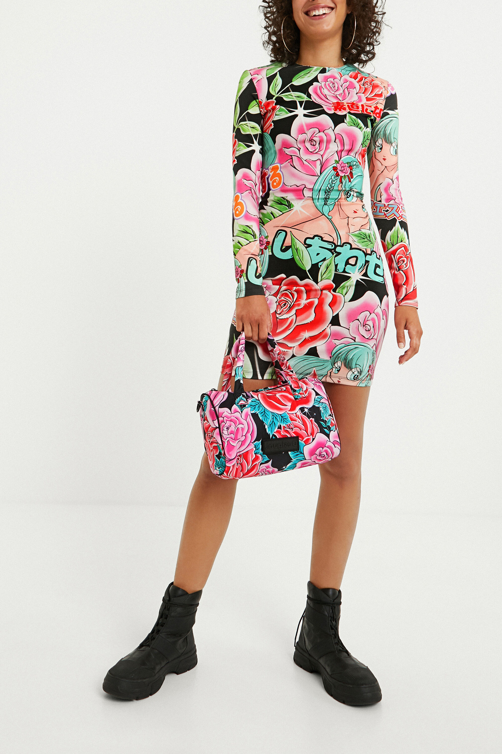 Short elastic floral dress | Desigual.com