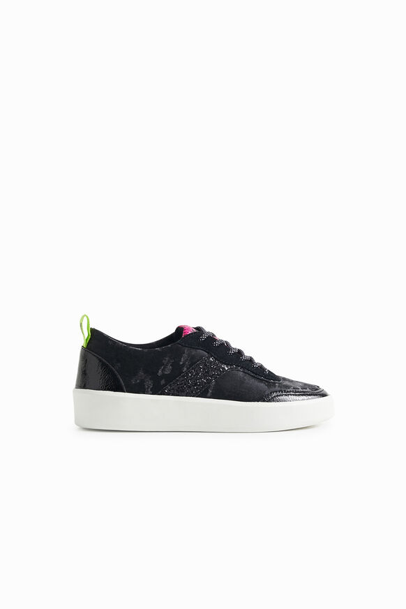 Synthetic leather sneakers camouflage glitter | Desigual