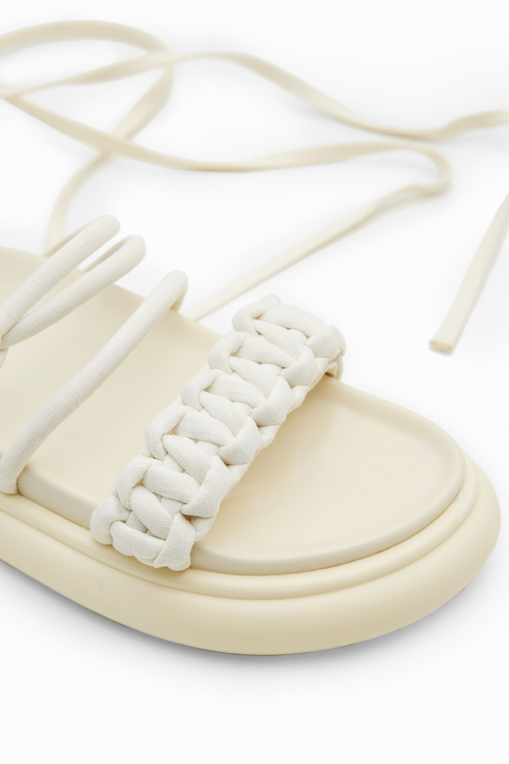 Shop Desigual Strappy Tie Platform Sandals In White