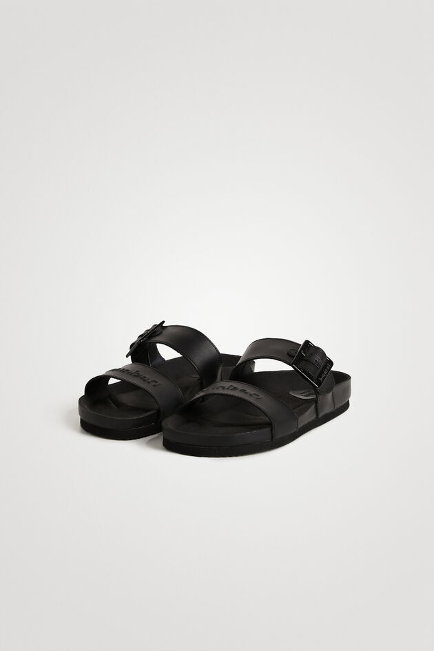 Flat leather strap sandals