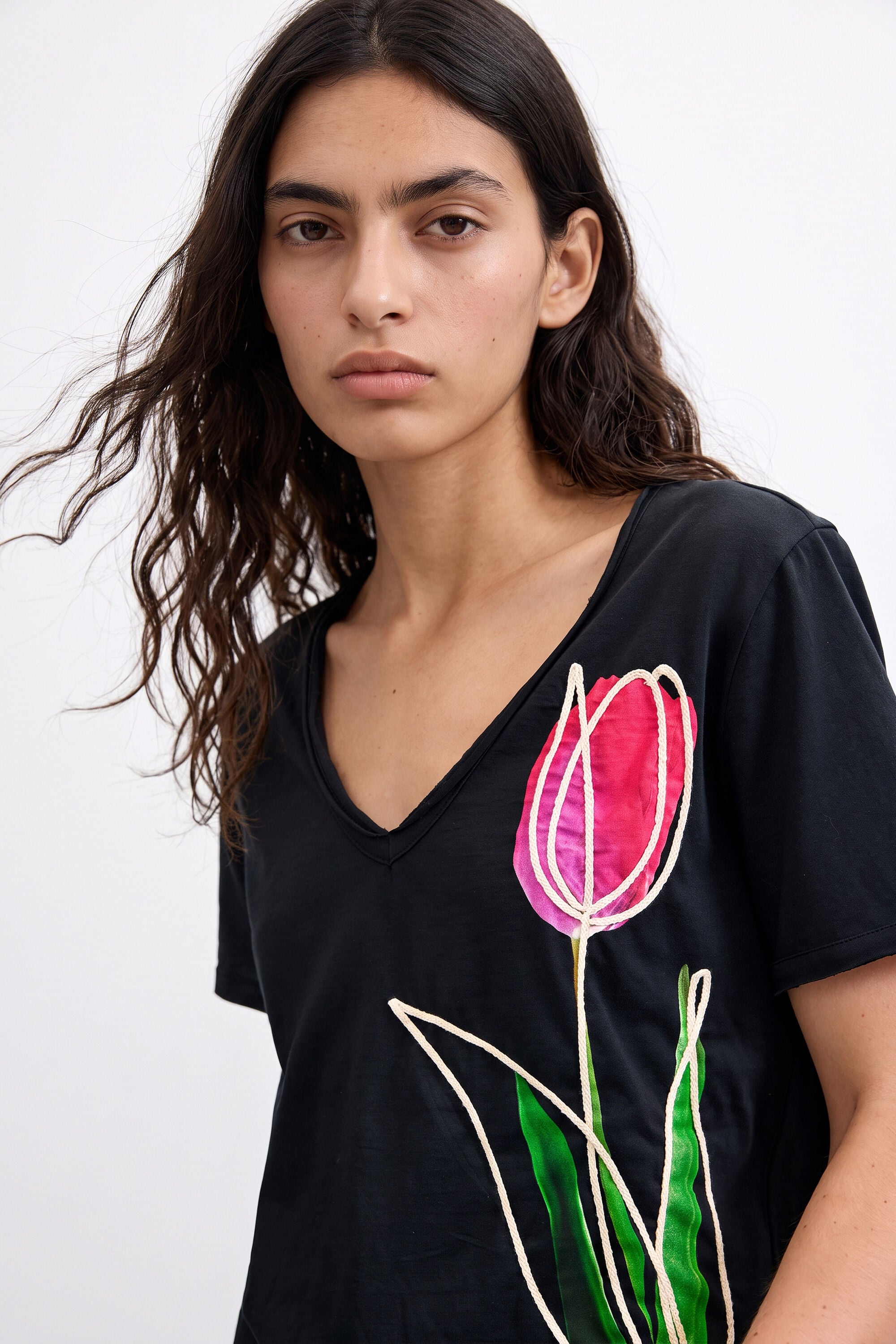 T-Shirt Desigual 26Wwtk38 Donna Nero Medio - Immagine 4
