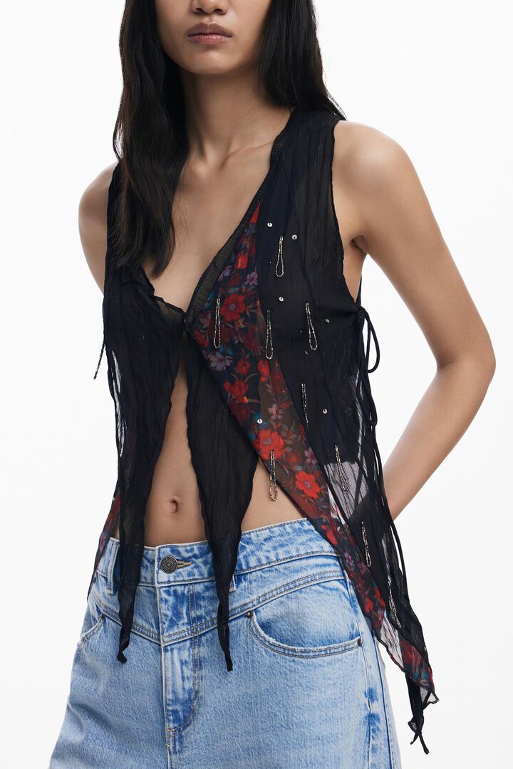 Blusa asim&eacute;trica gasa | Desigual