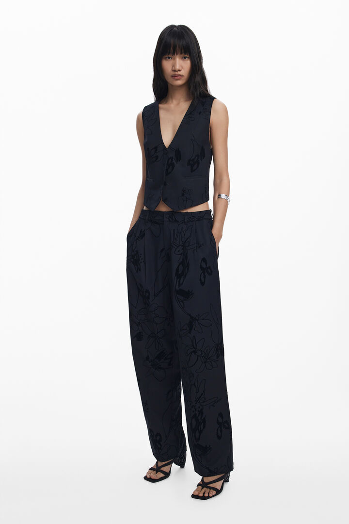 Flocked floral pants | Desigual