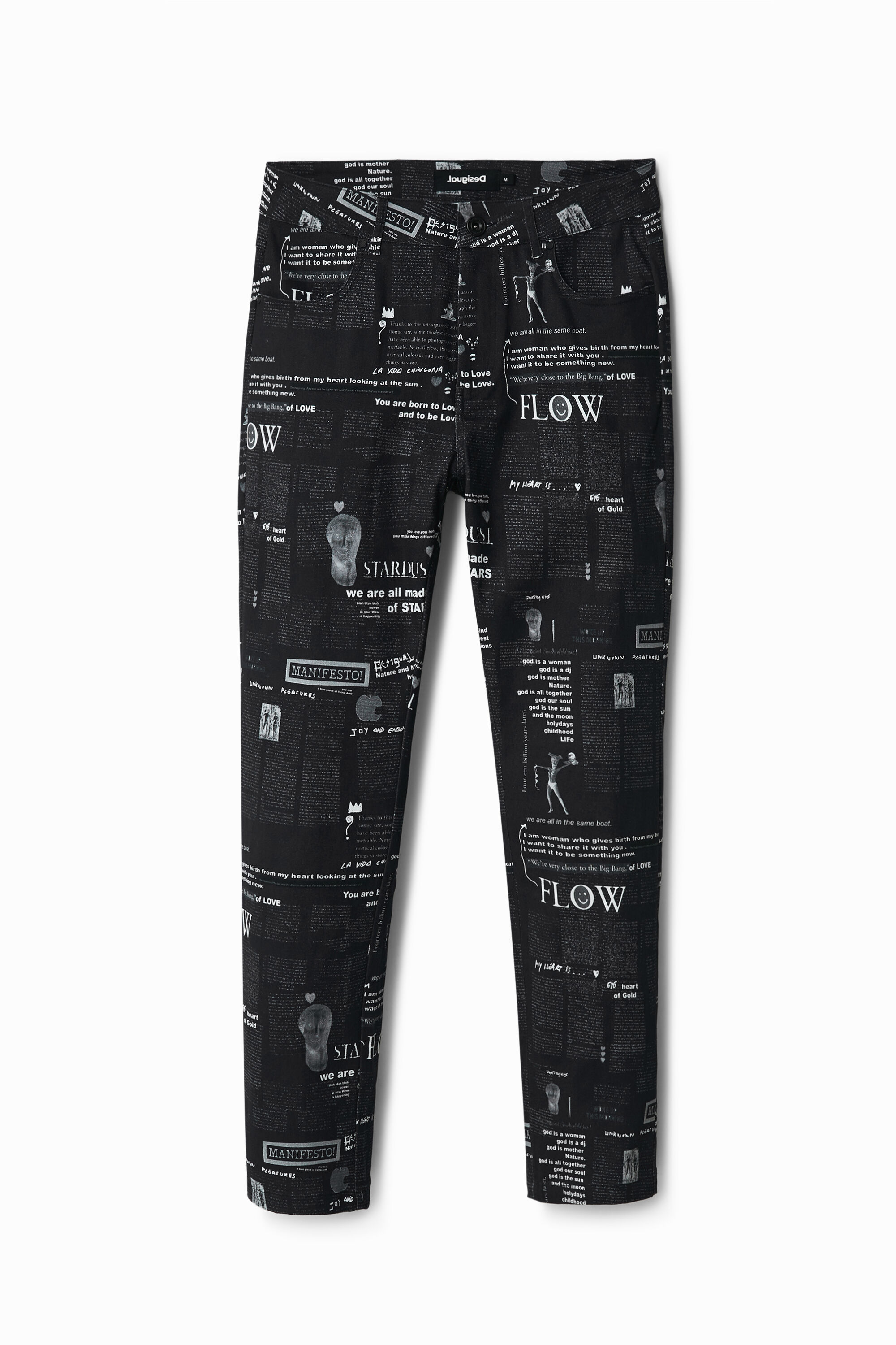Hose im Slim Fit Zeitungsaufdruck