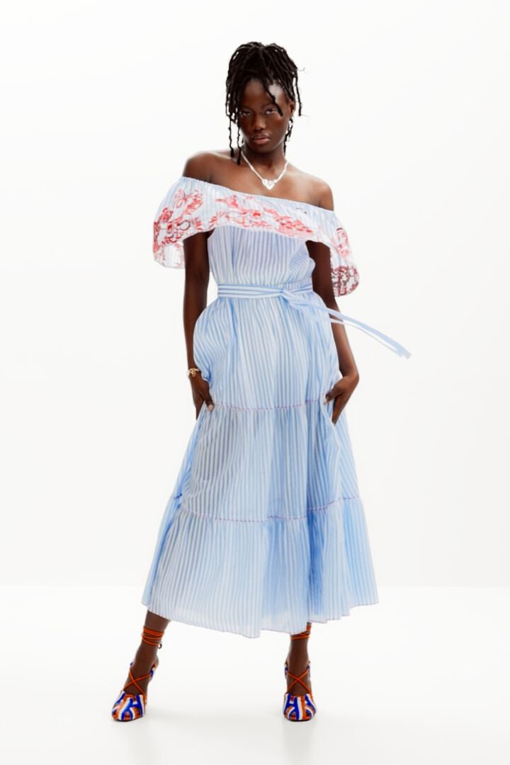 Stella Jean long striped dress | Desigual