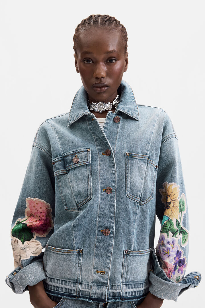 Jaqueta denim bordada