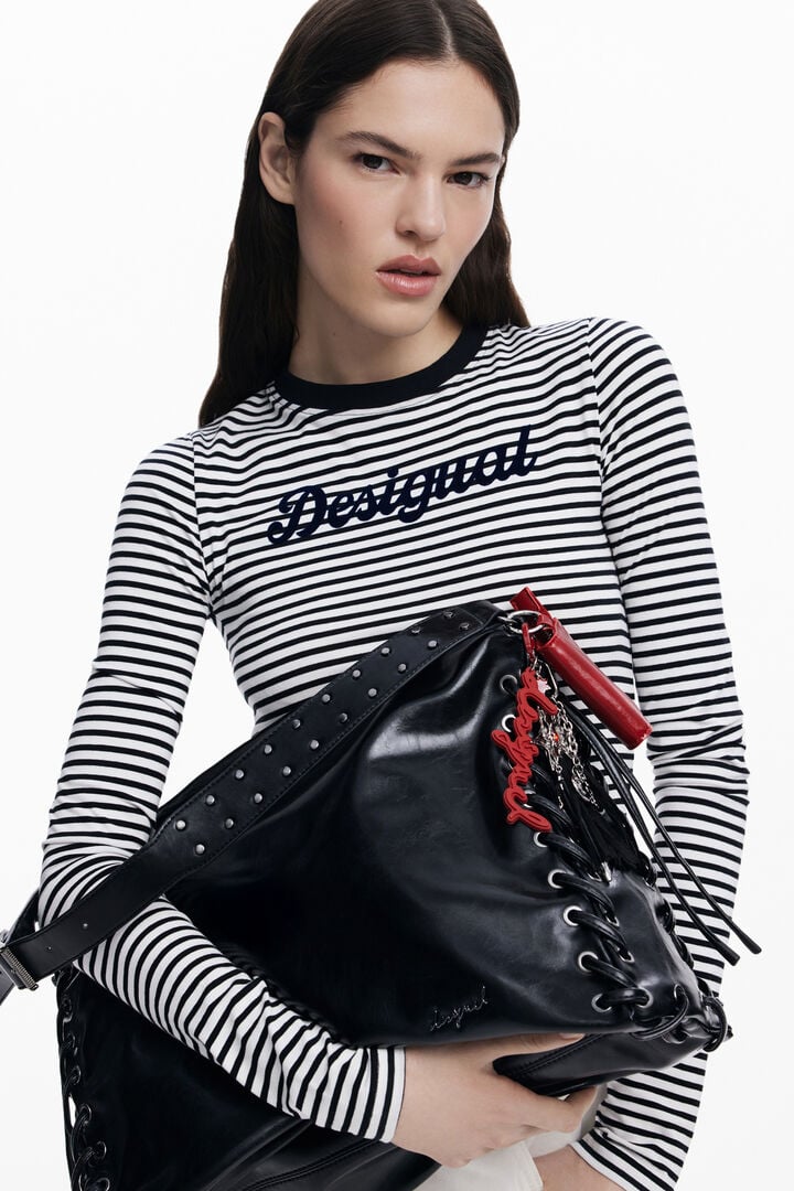 Large shiny braided bag | Desigual