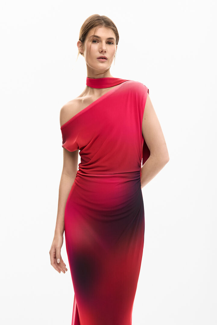 Asymmetric draped dress | Desigual