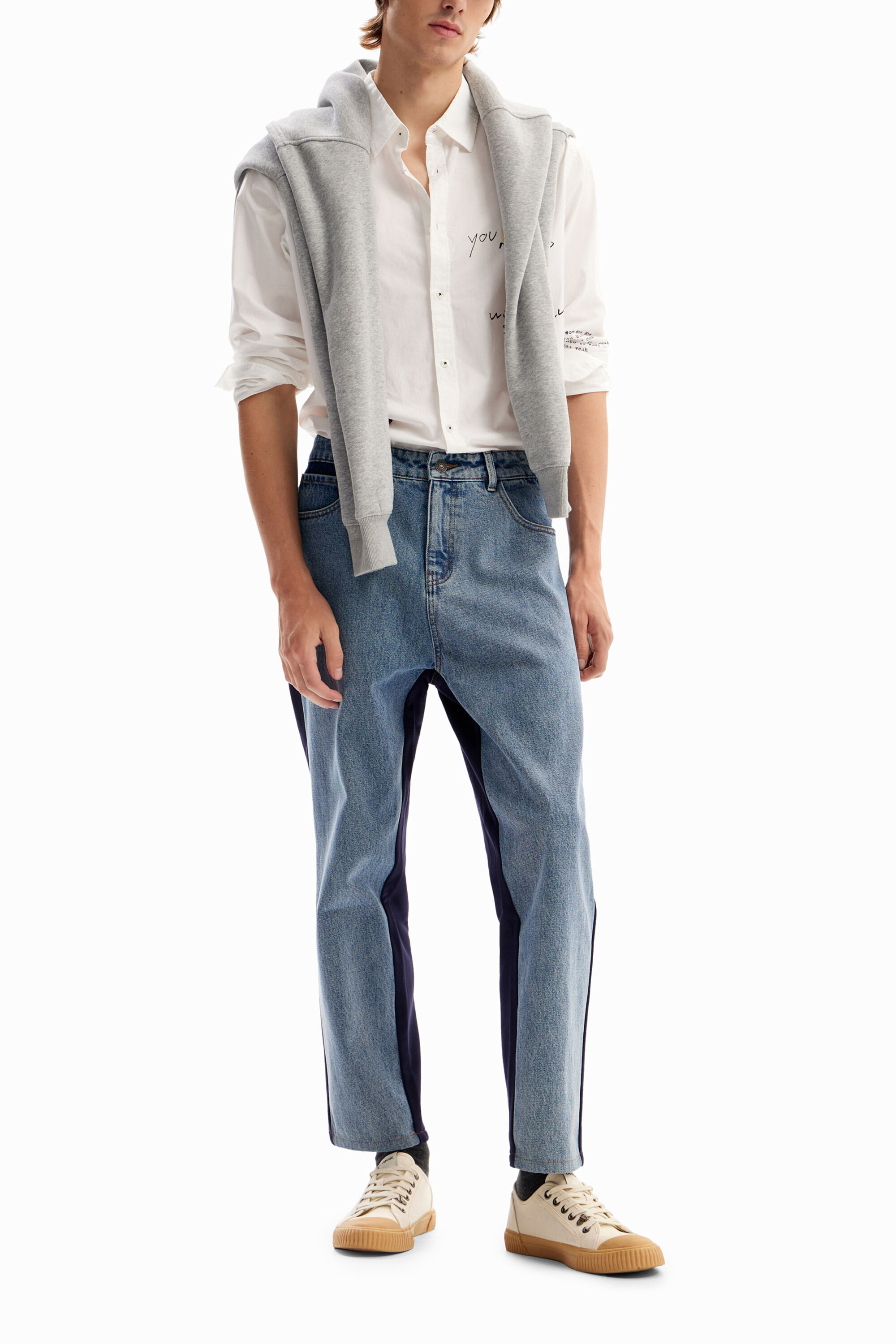 Pantalon vaquero desigual sales