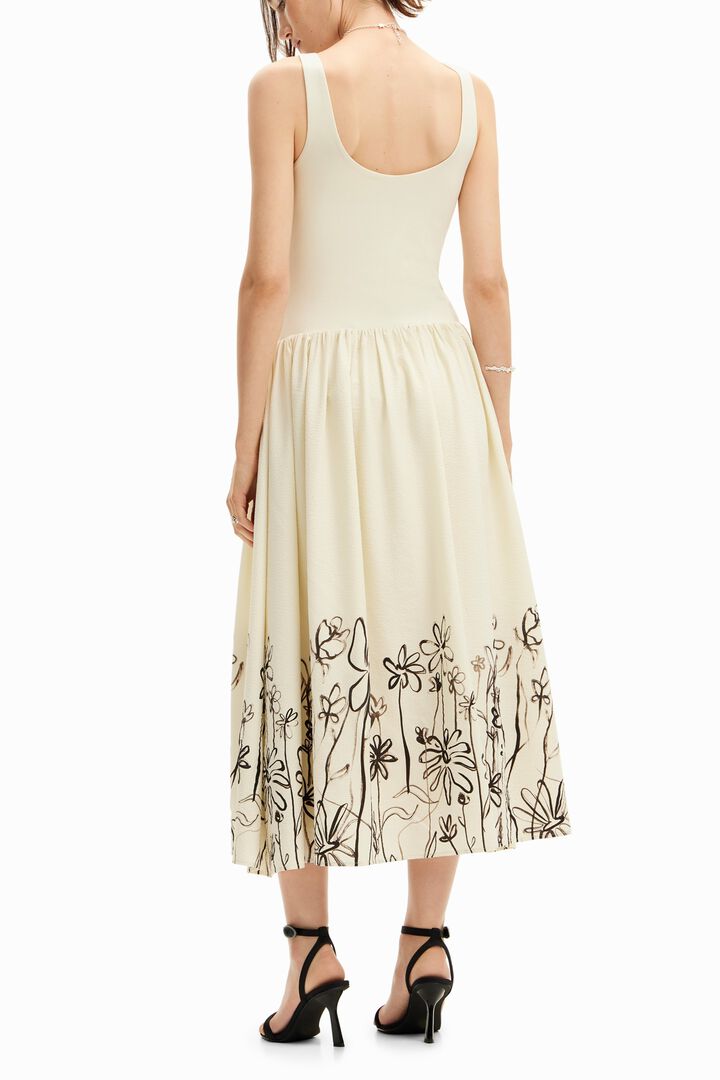 Robe midi &eacute;vas&eacute;e &agrave; fleurs | Desigual