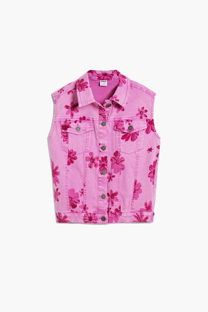 Denim-Weste mit Blumen | Desigual