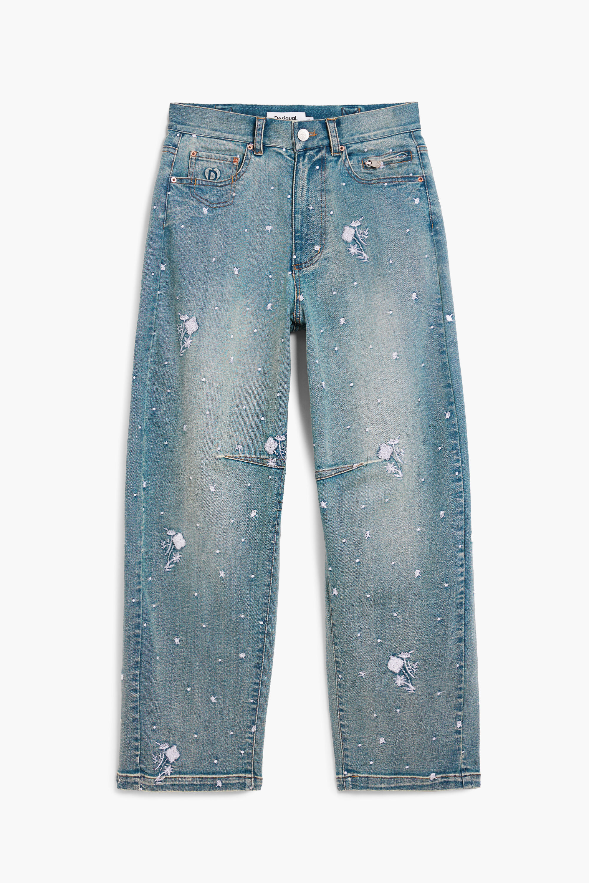 Desigual, Bestickte jeanshose, Damen, Baumwolle, Blau, 36