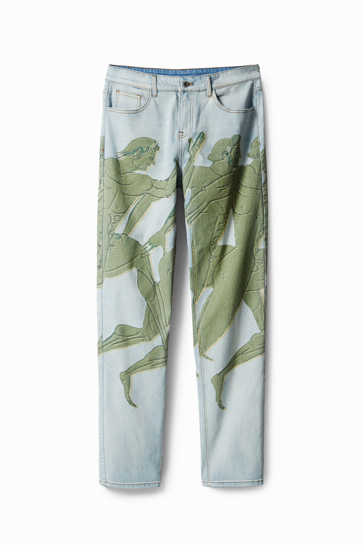 Gerade geschnittene Jeans mit griechischem Aufdruck | Desigual
