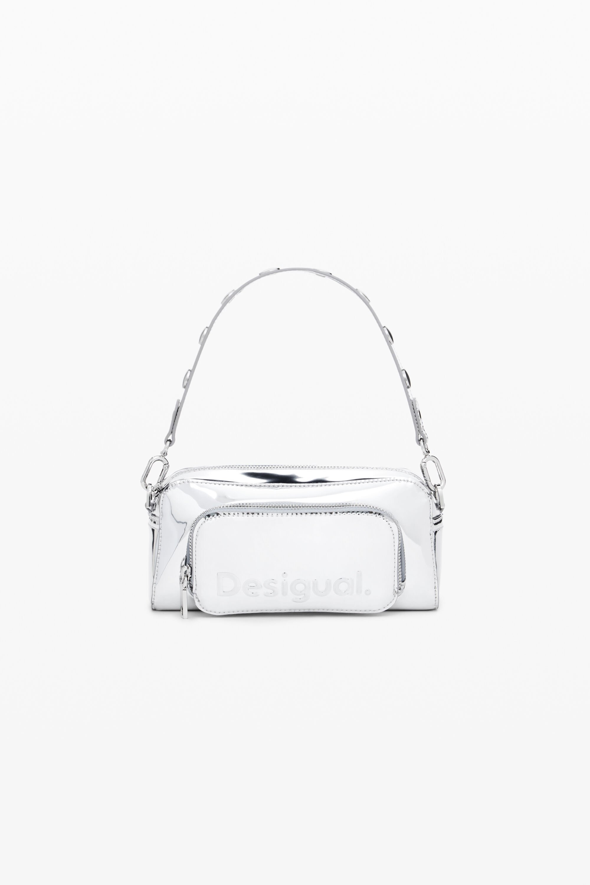 【完売品】Desigual フロッシーバッグ S シルバー Flossyジッパーバッグ（ショルダーバッグ）｜Desigual