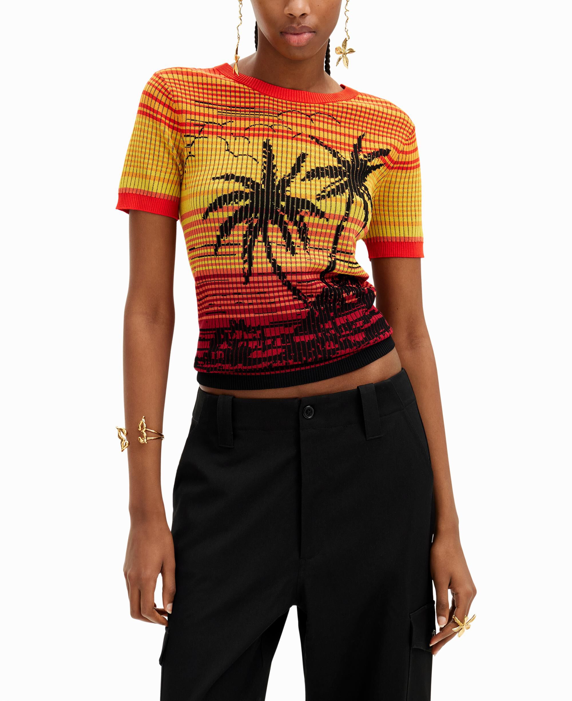 Women's Knit palm tree T-shirt I Desigual.com