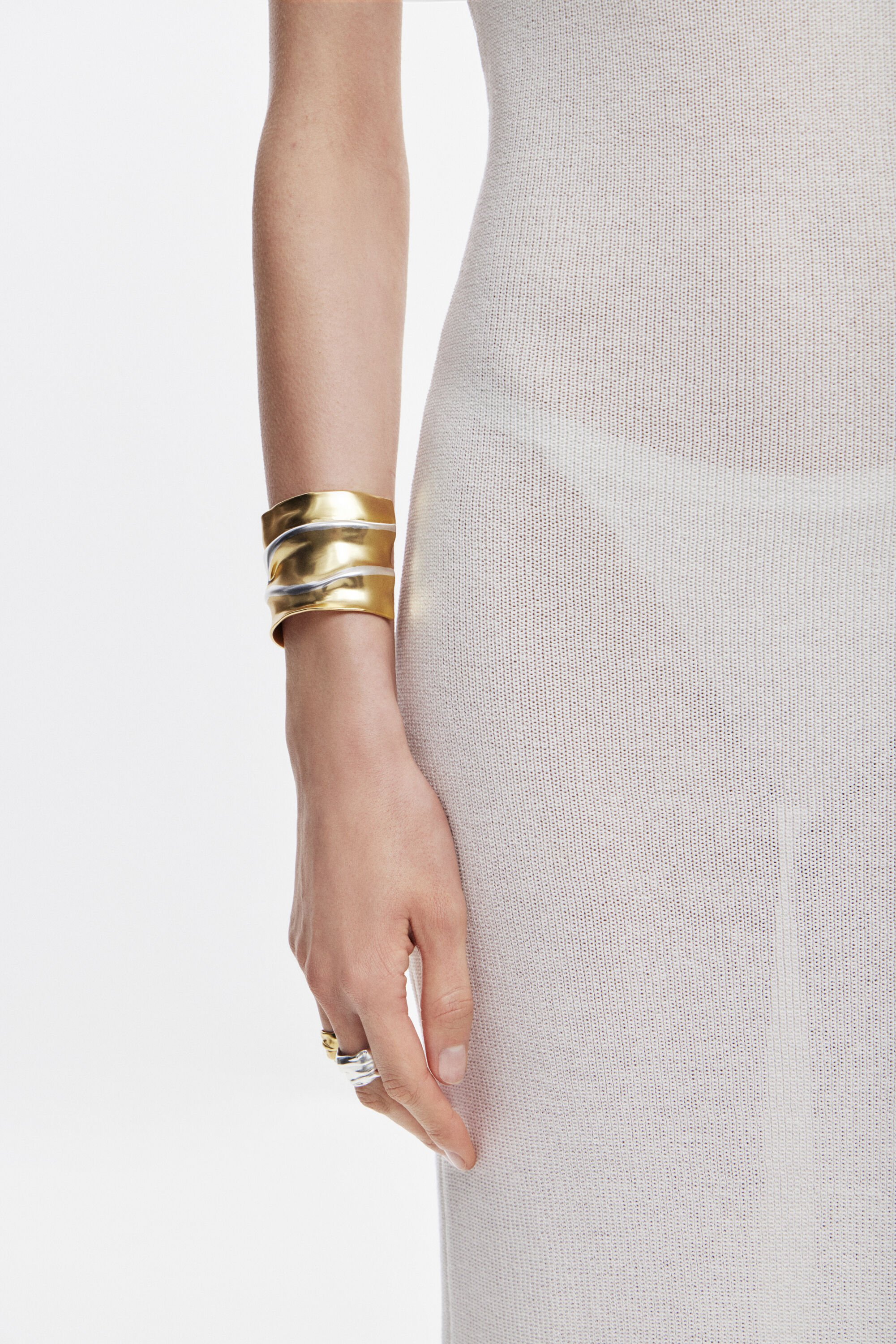 Großes zweifarbiges Armband vergoldet und versilbert Zalio