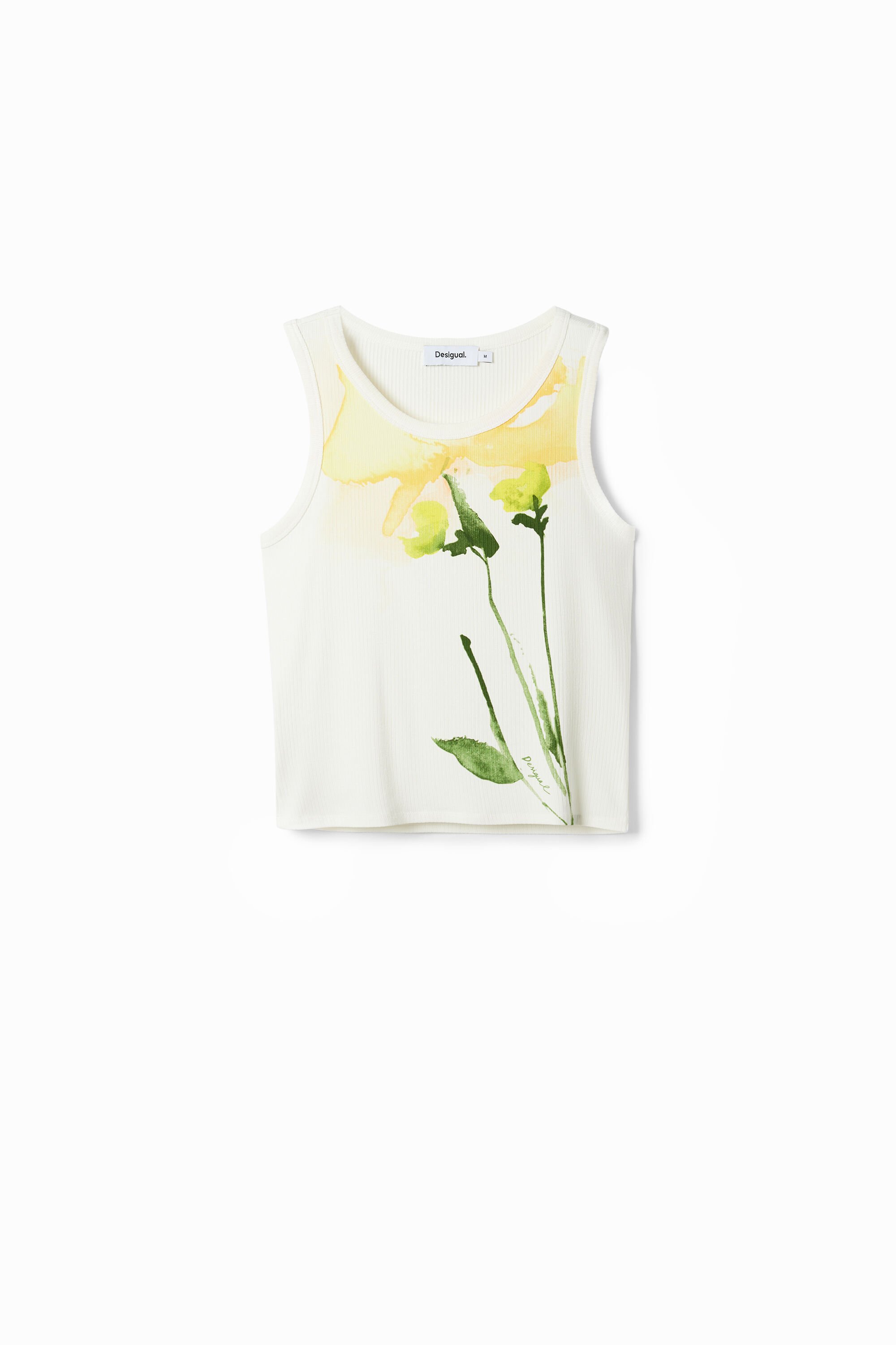 Watercolor flower knit T-shirt