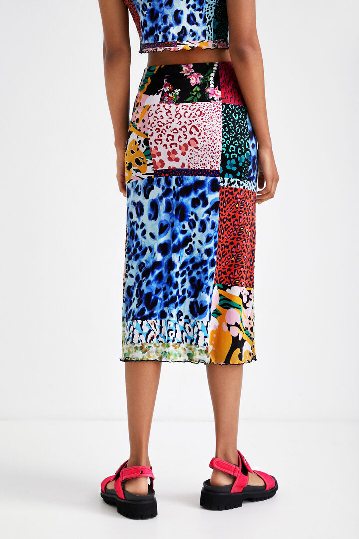 Gonna midi con patch digitale | Desigual
