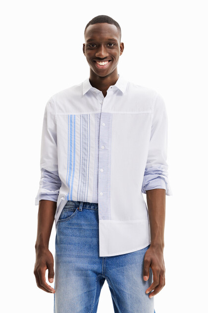 Koszula z patchworkowym nadrukiem w paski