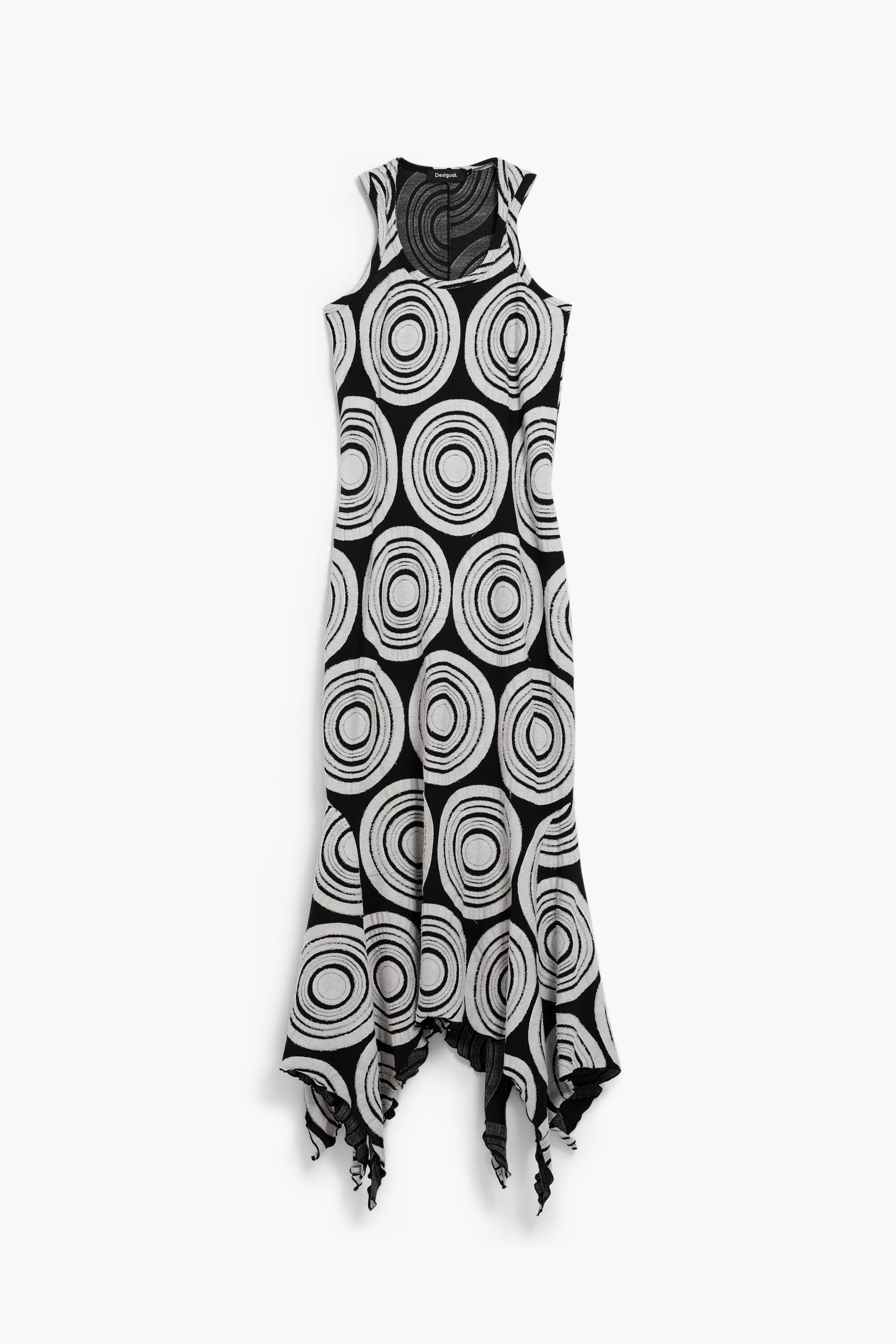 Desigual, Long dress with circles, Black, XS
