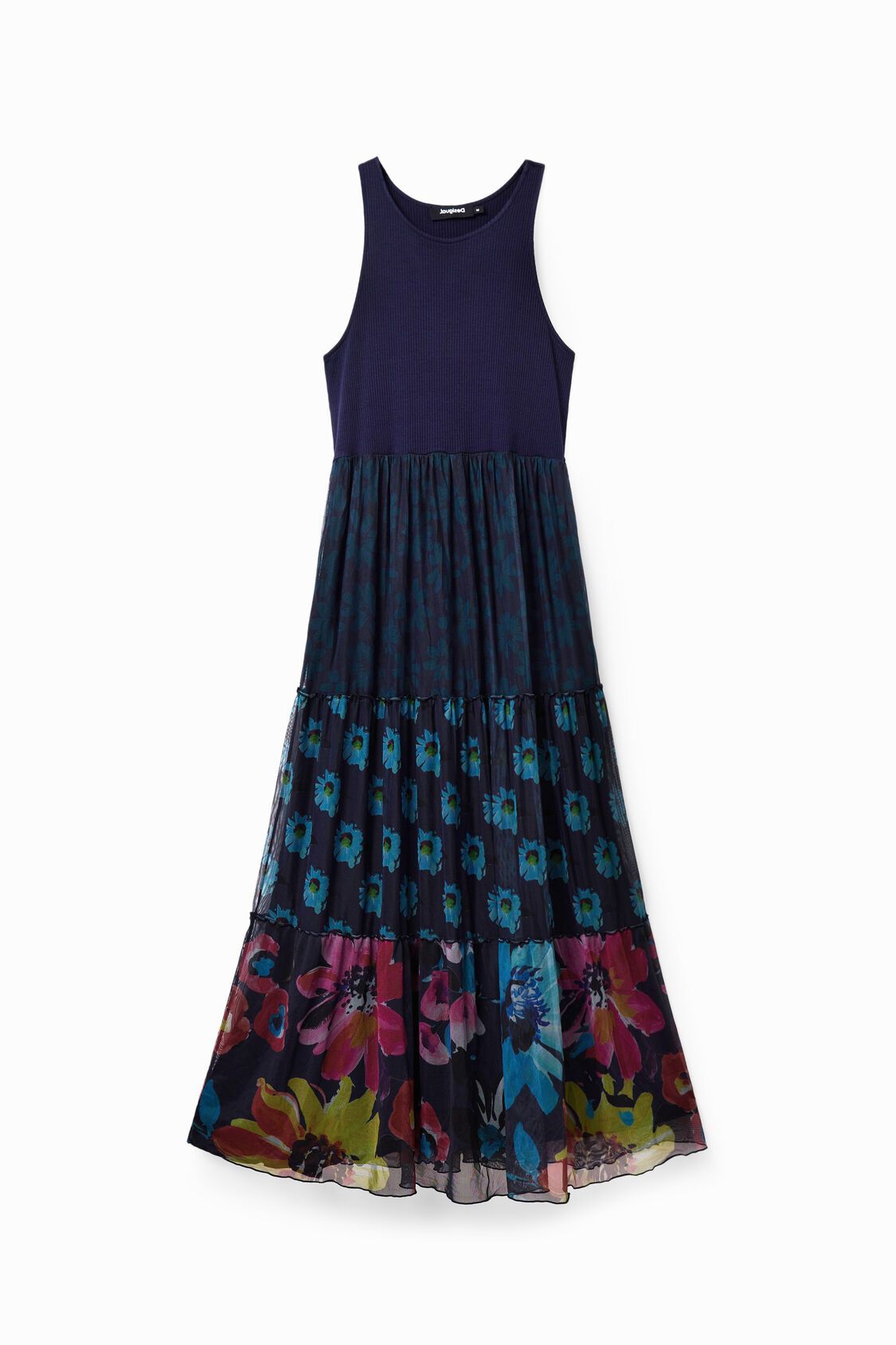 Vestido largo combinado tul mujer I Desigual.com