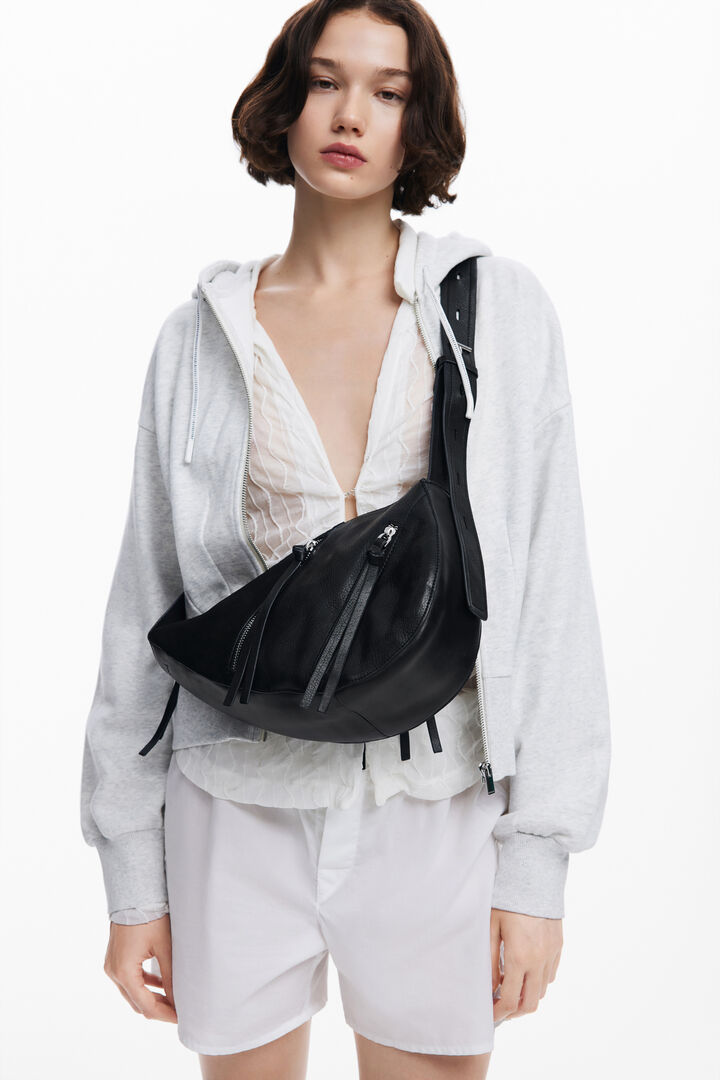Midsize zips leather bag | Desigual