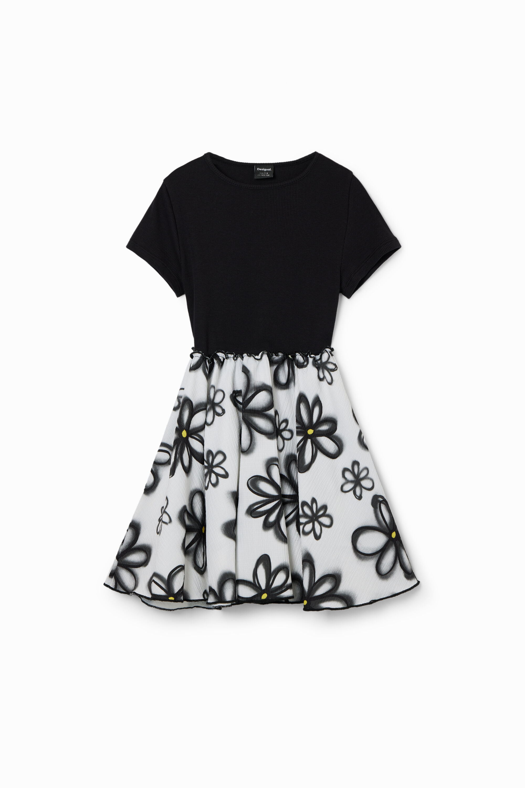 Vestido combinado flores - BLACK - 3/4