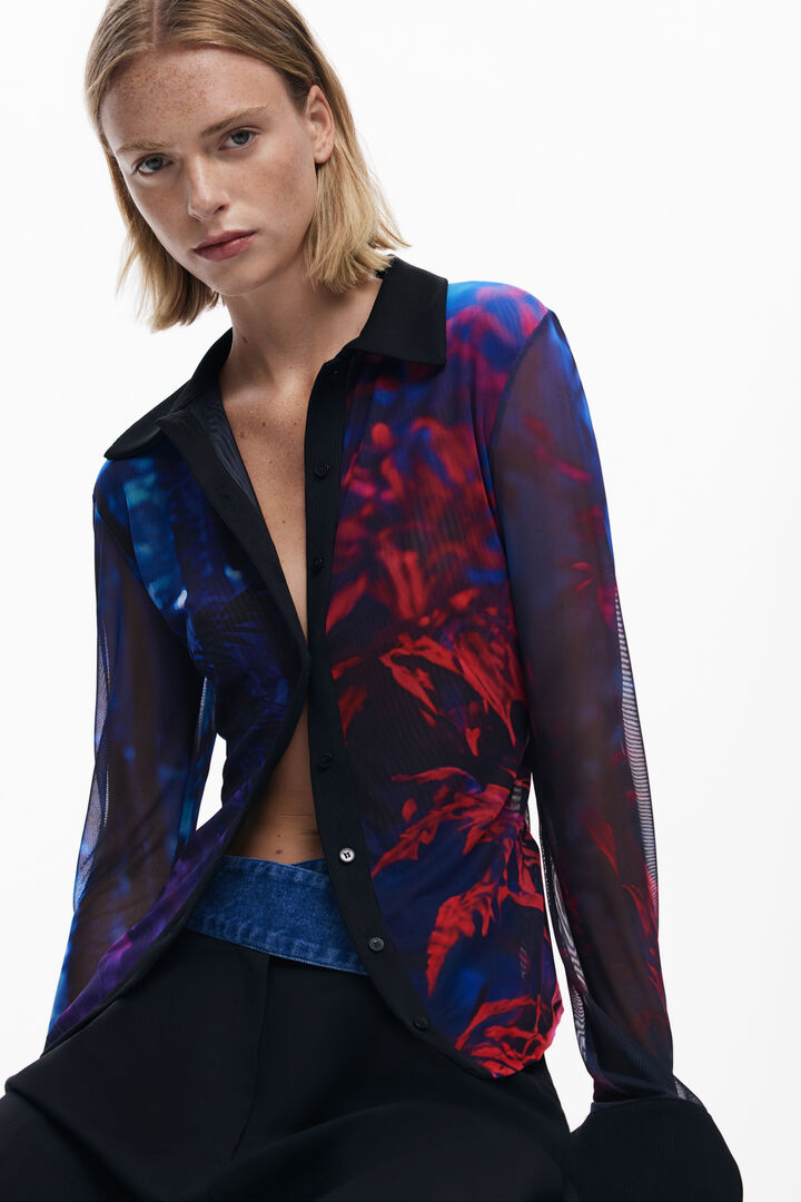 Buttoned chiffon T-shirt | Desigual
