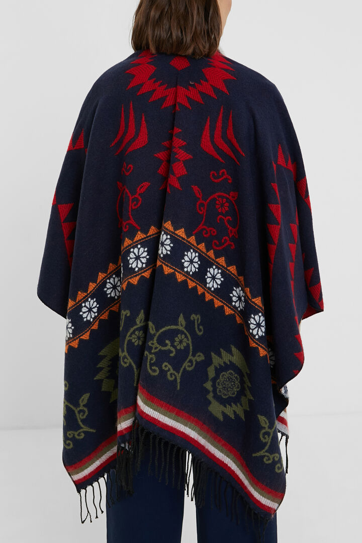 Poncho rettangolare fregi etnici | Desigual
