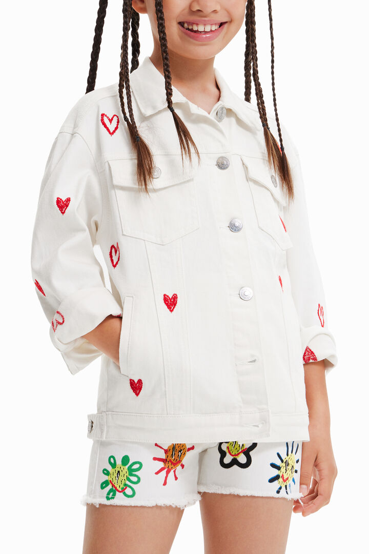 Chaqueta vaquera oversize corazones | Desigual