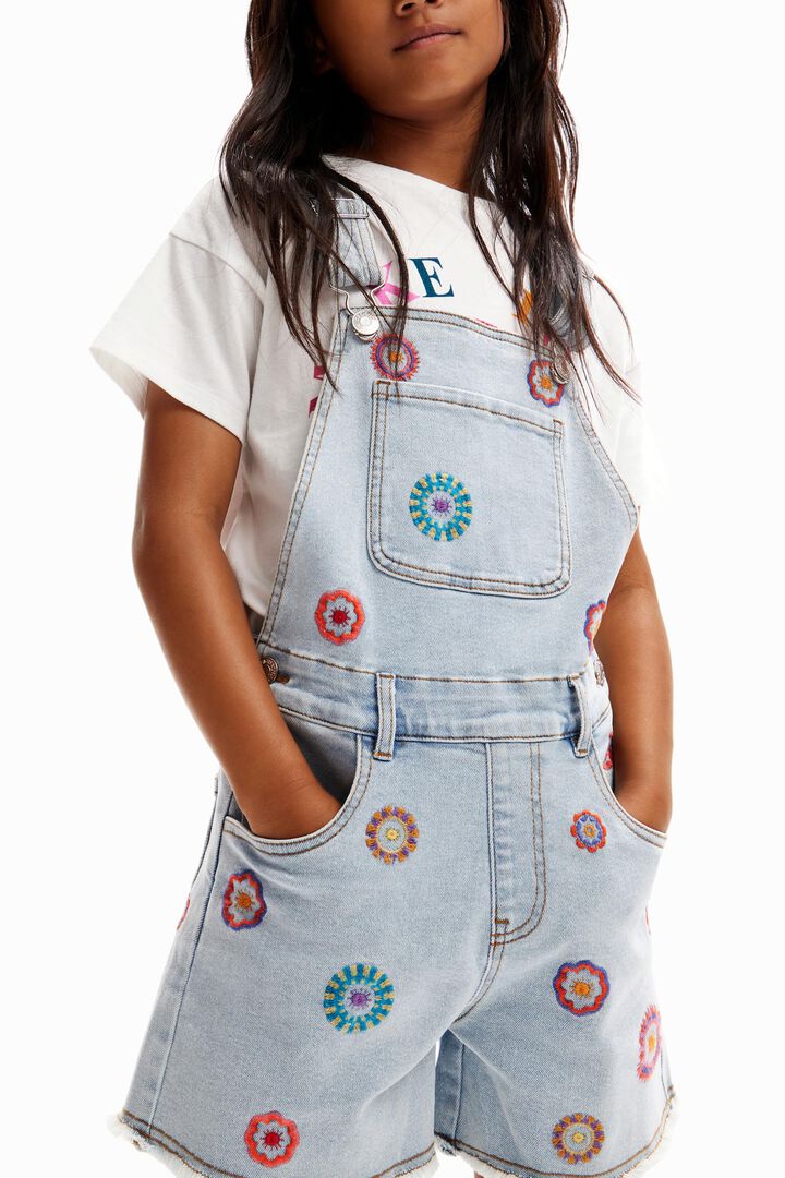 Embroidered denim dungarees | Desigual