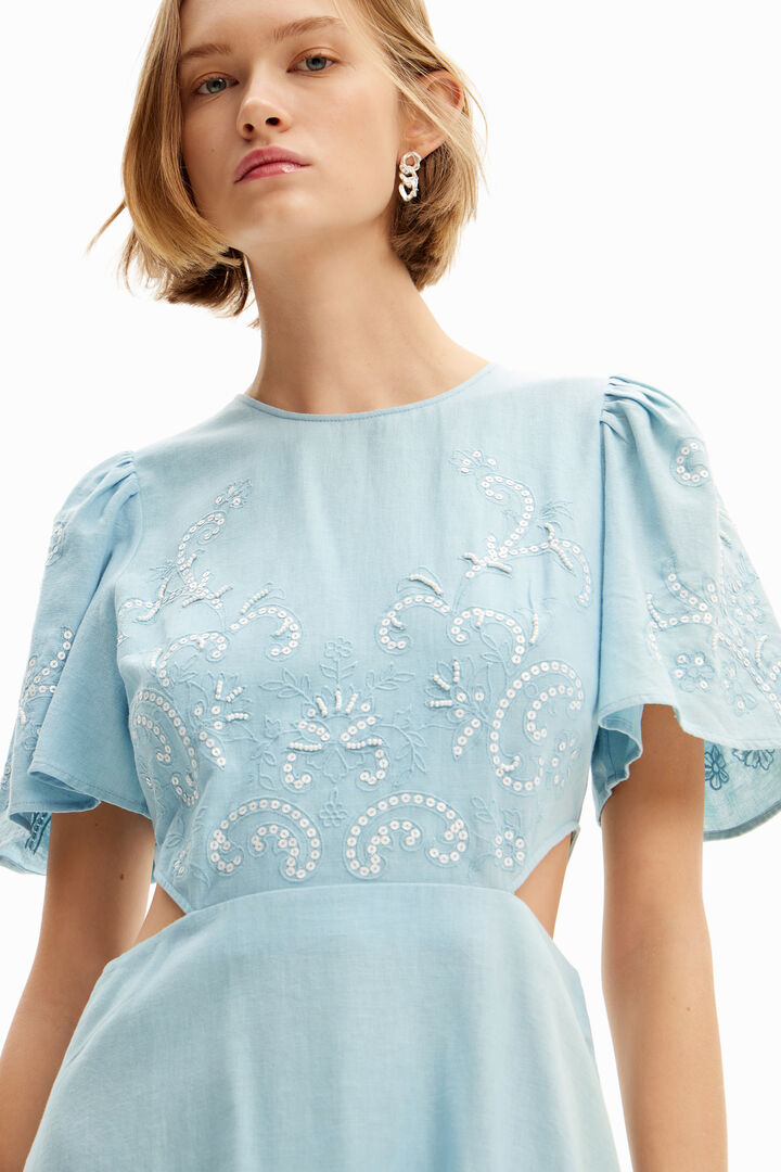 Robe midi brodée découpes | Desigual