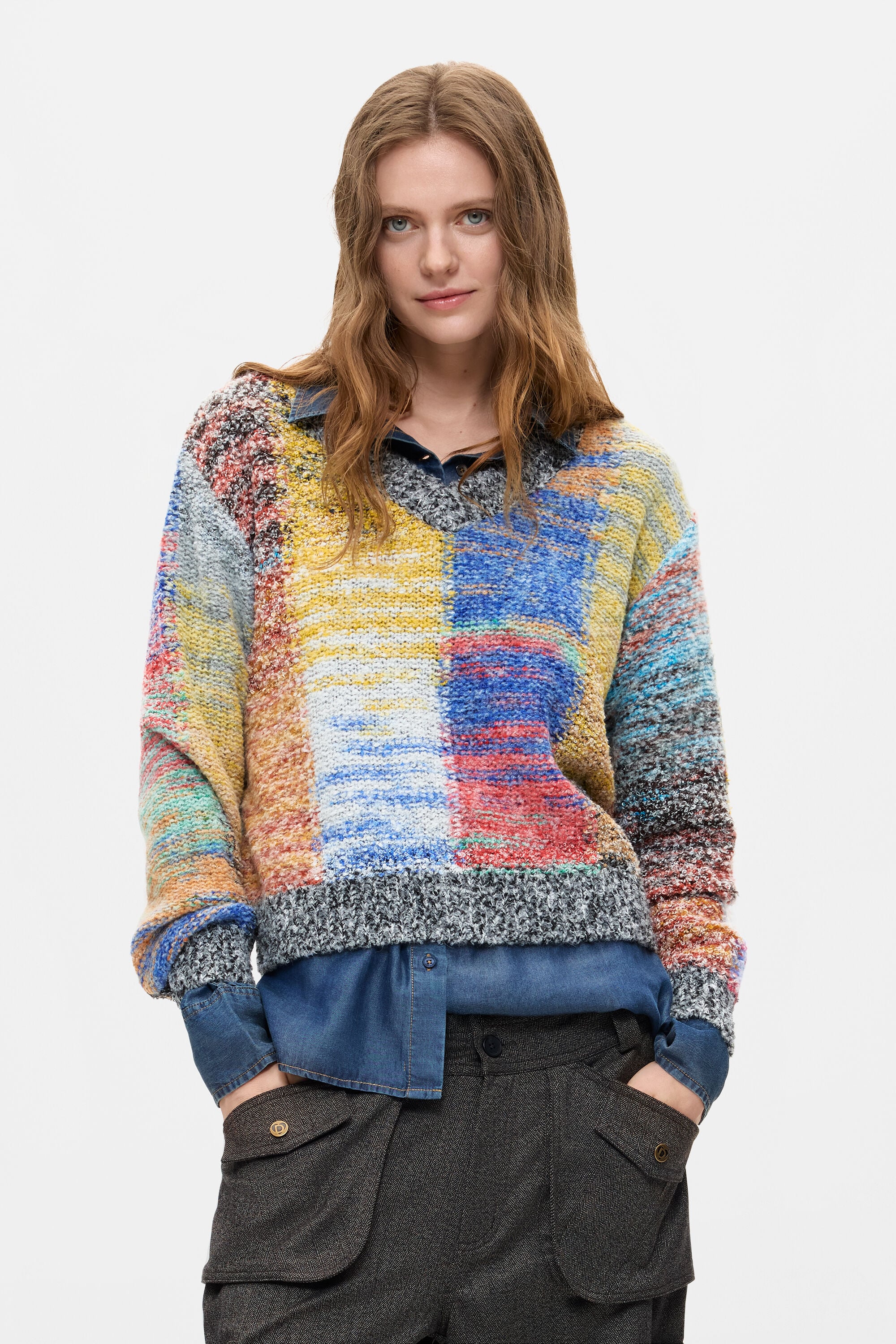 Desigual, Jersey Cropped Punto Grueso, Rojo
