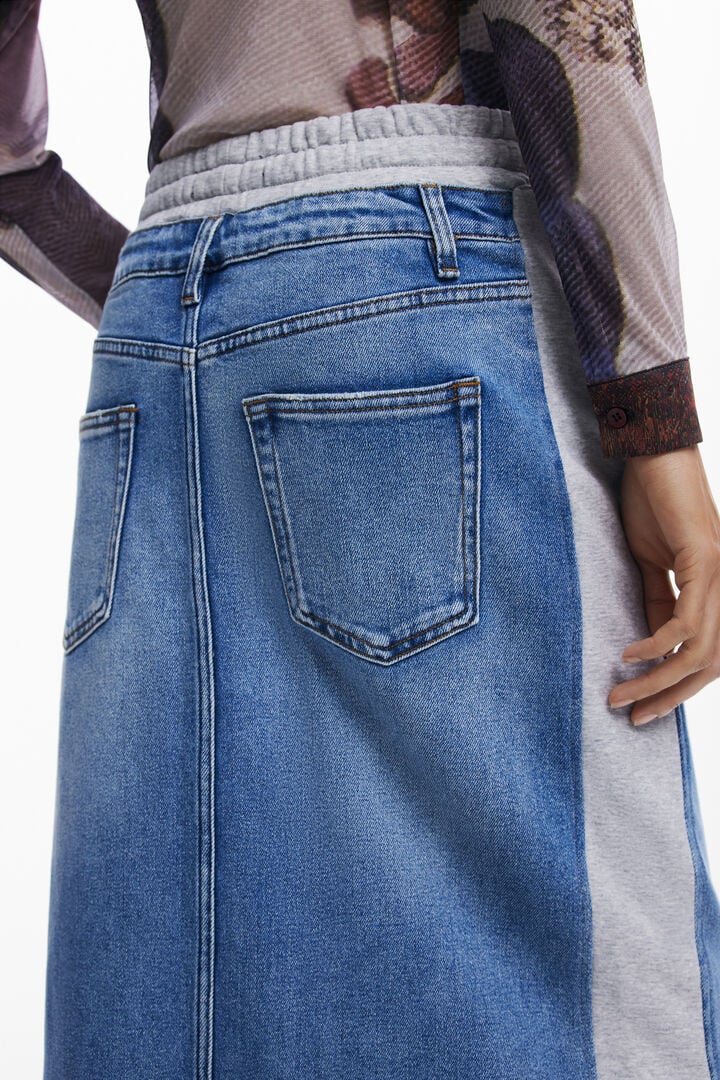 Falda midi denim híbrida | Desigual