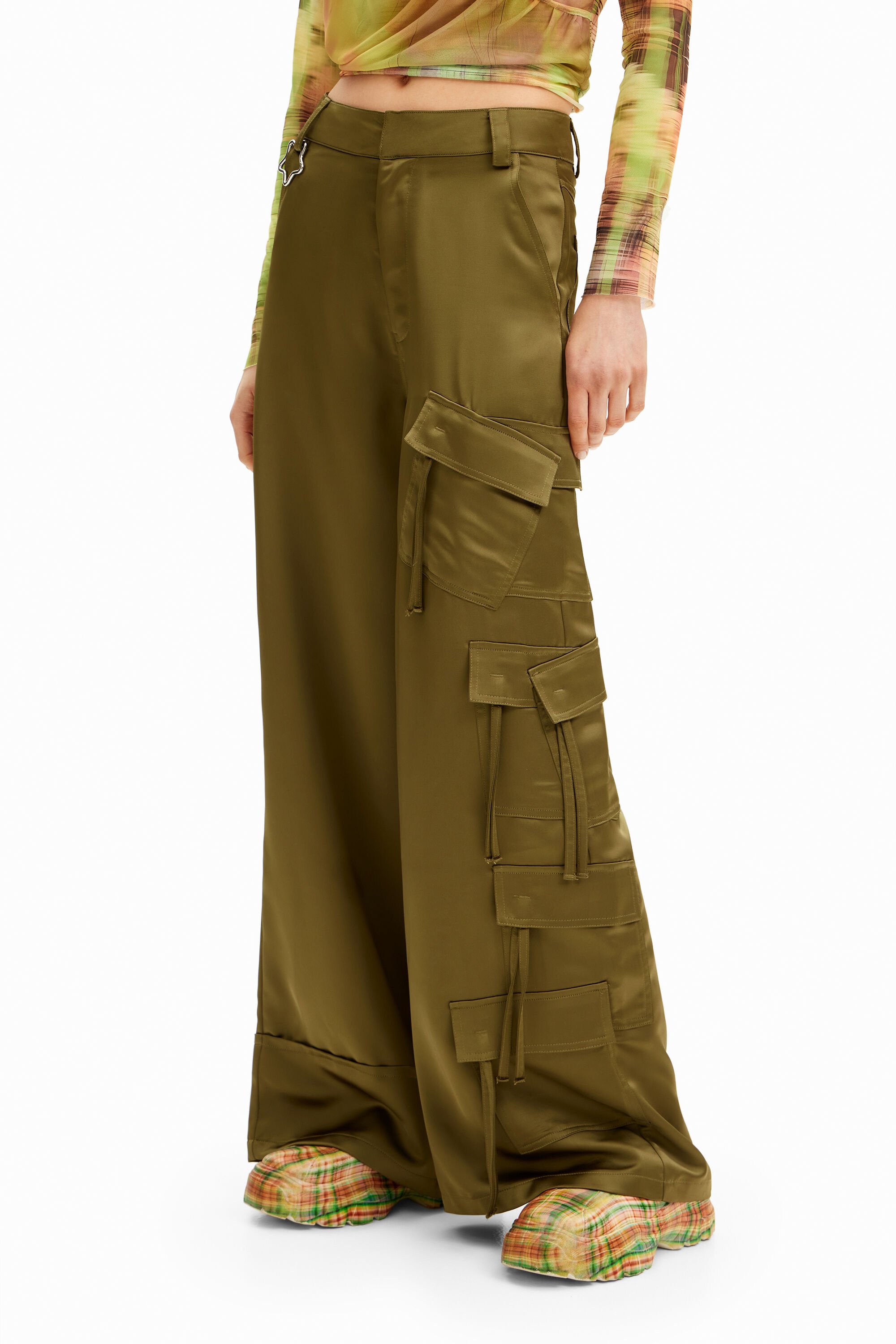 Shop Desigual Collina Strada Cargo Trousers In Green