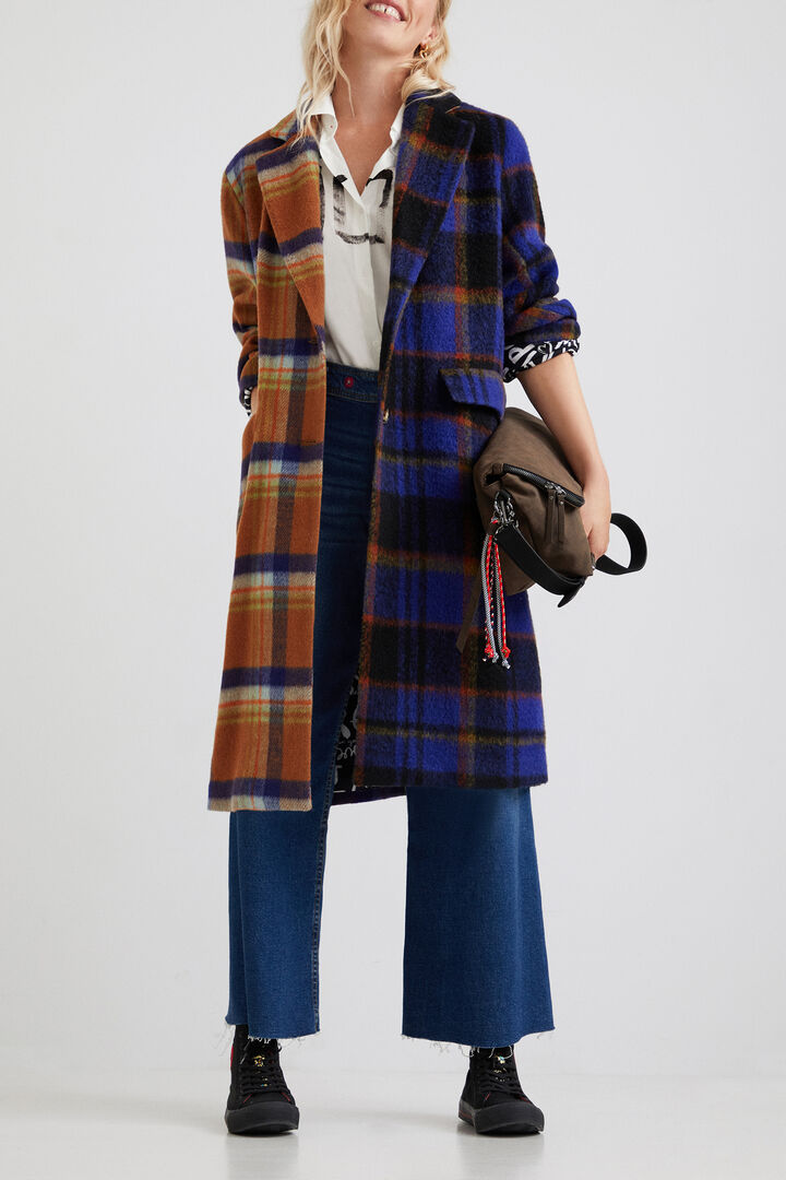 Long loose coat tartan | Desigual