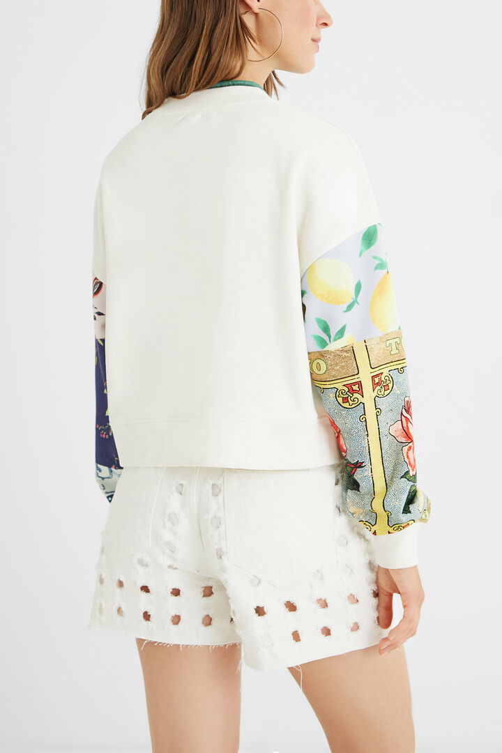 Cotton jumper patch sleeves | Desigual