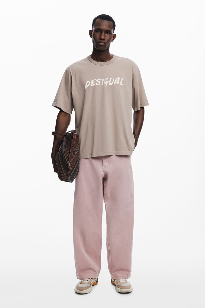 Camiseta de manga curta com logotipo em textura | Desigual